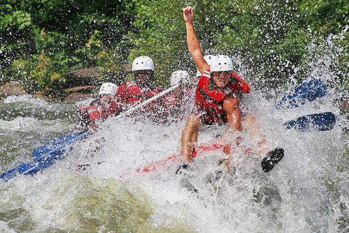 riding in the front of raft on Ocoee River