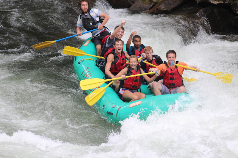 Group on a Nantahala whitewater rafting trip