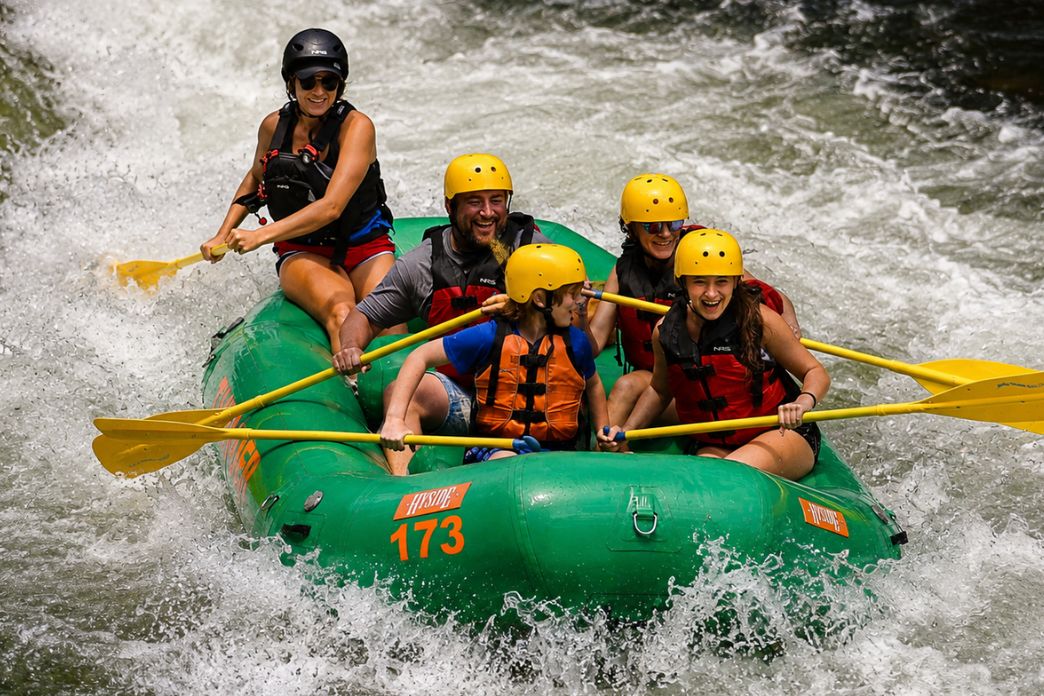 super cute family river rafting the Nantahala
